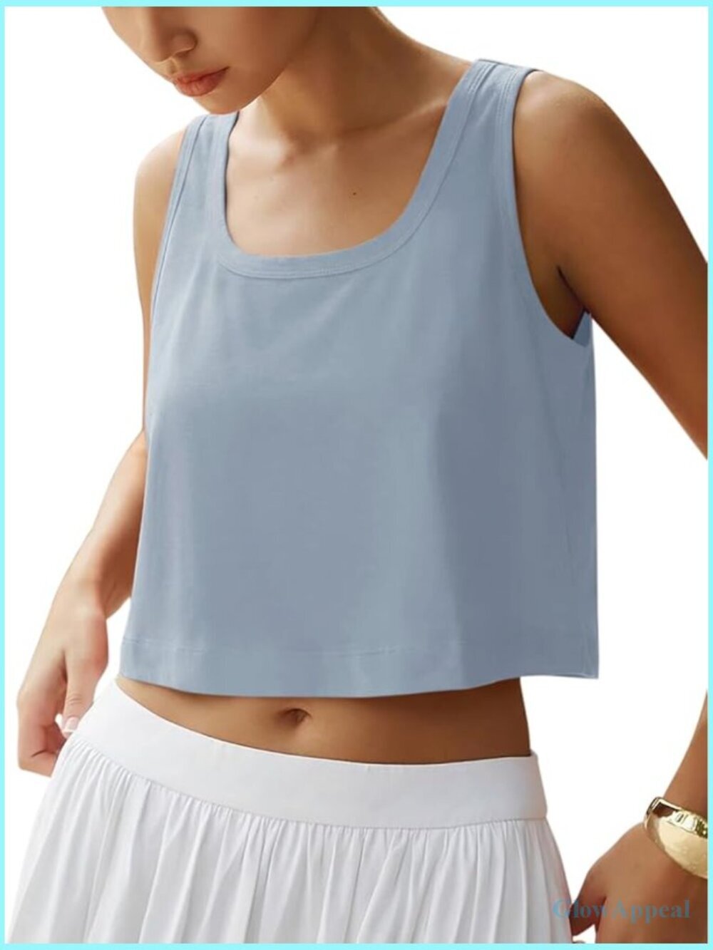 Sleeveless Scoop Neck Crop Tank Top Summer Going Out